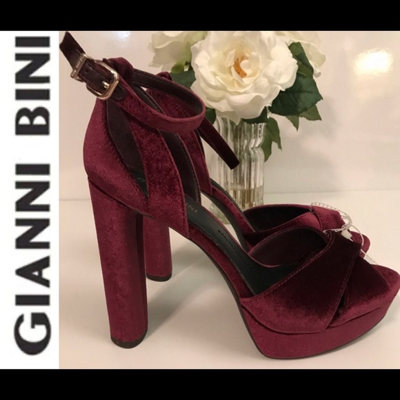 Gianni Bini Shoes - Burgundy Velvet Platform Sandals
